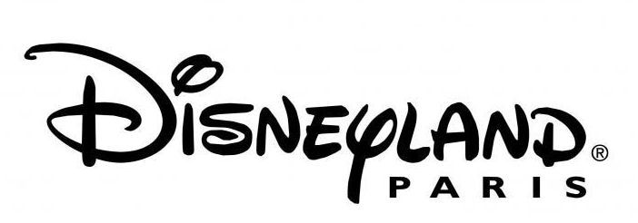 A black and white logo for disneyland paris on a white background.
