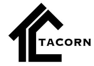 Black house-shaped logo with the word &ldquo;TACORN&rdquo; in bold letters.
