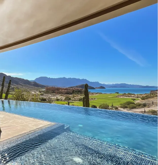 Ocean & TPC views at Danzante Bay, Loreto, Mexico. Infinity-edge pool with Sea of Cortez and TPC Danzante Bay views in the Danzante Bay private community, Loreto, Mexico.