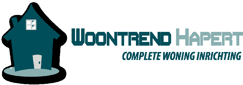 A logo for woontrend hapert complete woninginrichting