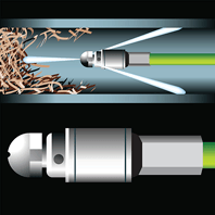 A close-up of a pipe with a green hose. A close-up of a pipe with a green hose.