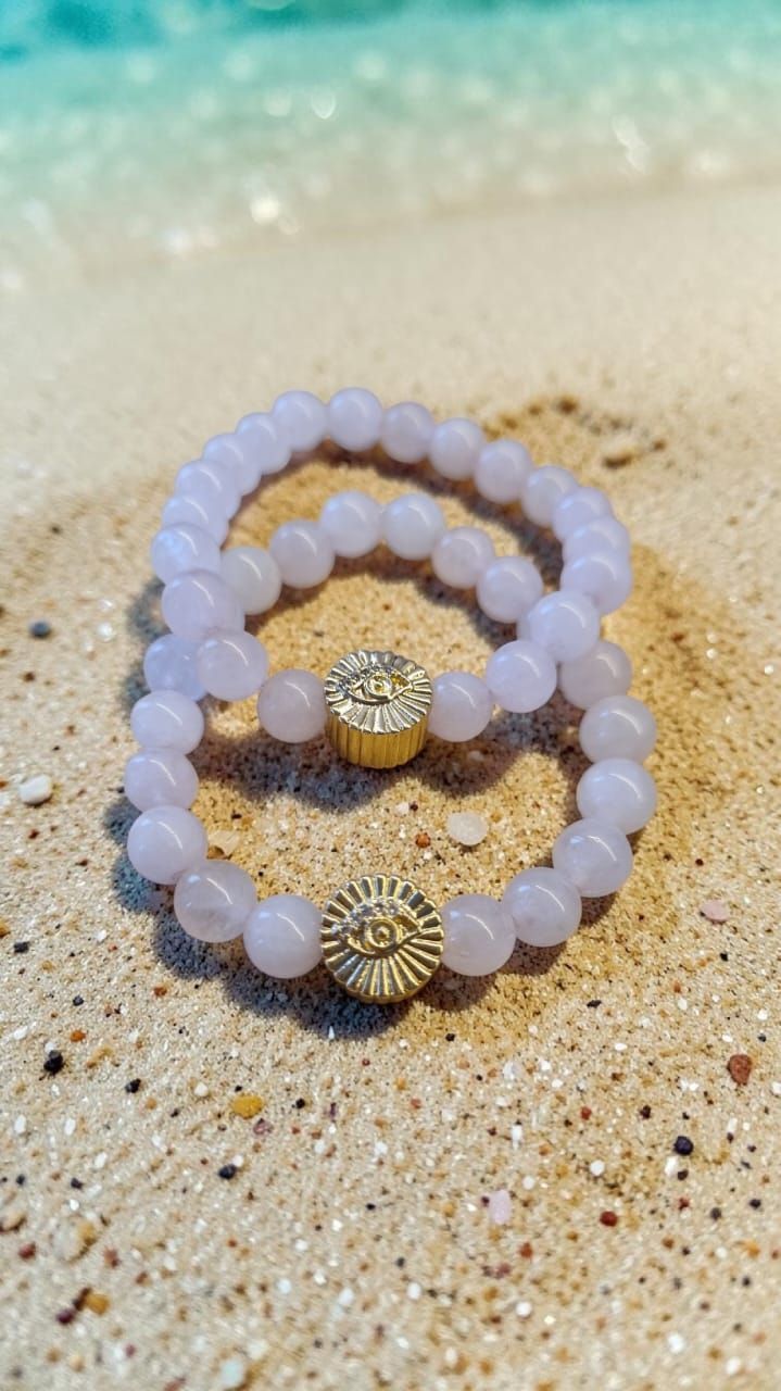 Pulsera Cuarzo Rosa Ojo turco