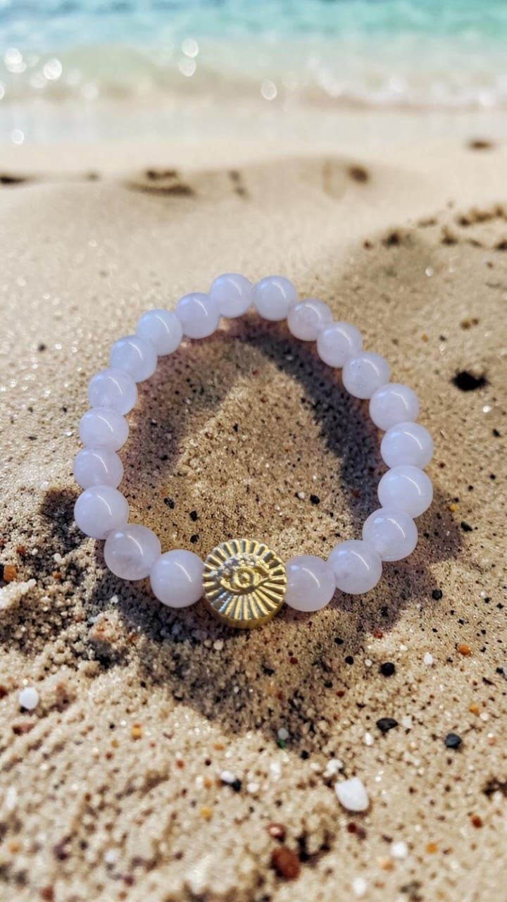 Pulsera Cuarzo Rosa Ojo turco