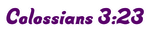 Purple script reading “Colossians 3:23” on a white background