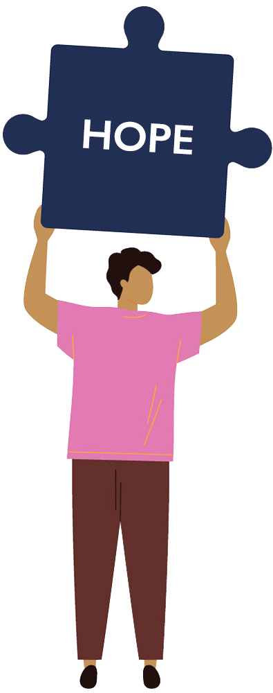 Person holding puzzle piece
