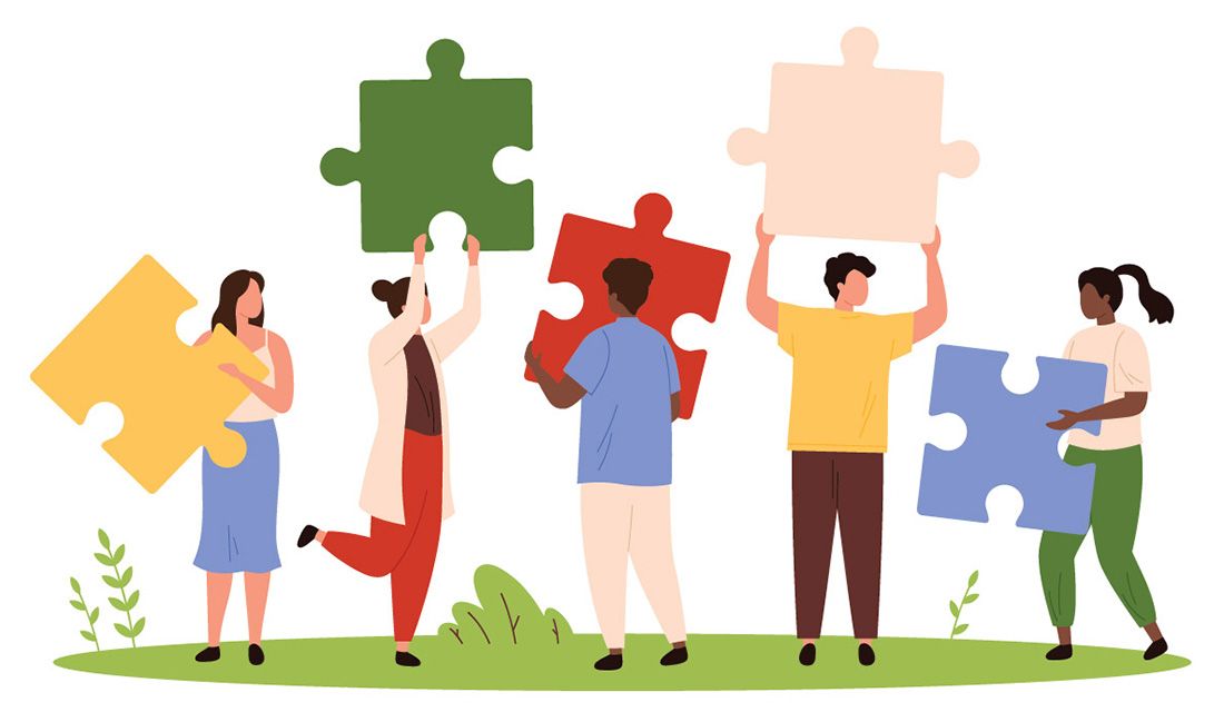 People holding puzzle pieces