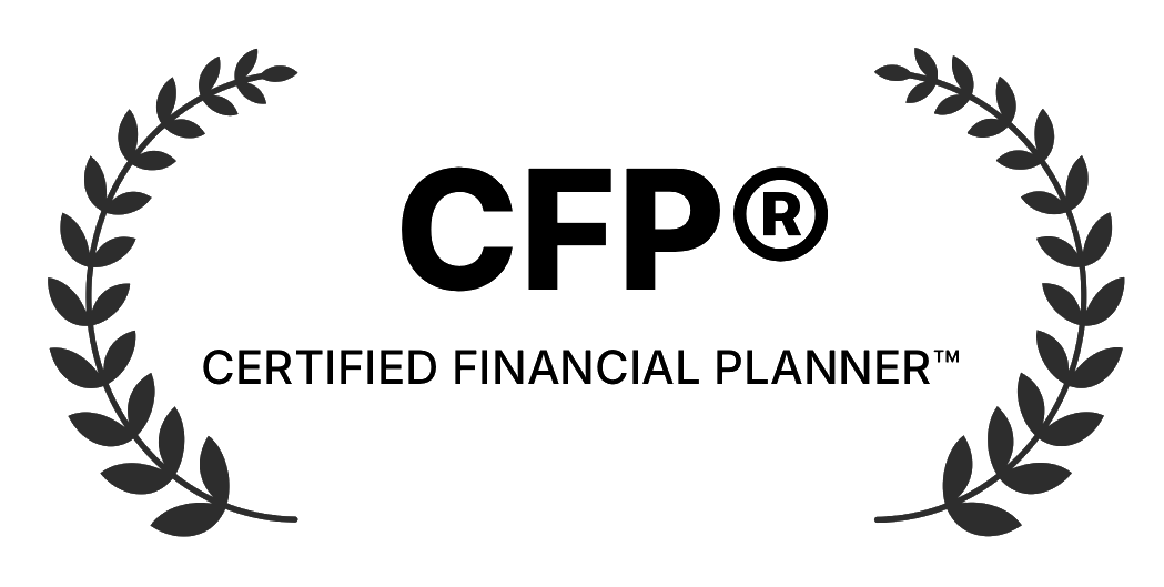 CFP® Certified Financial Planner logo with black laurel wreaths on a white background