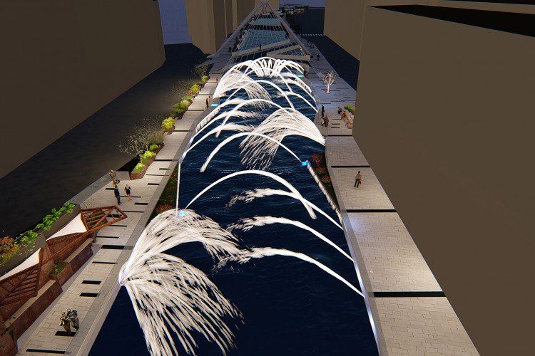 La maqueta de las obras de las fuentes musicales de Andorra la Vella