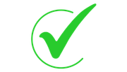 Green check mark inside a partial green circle on a white background.