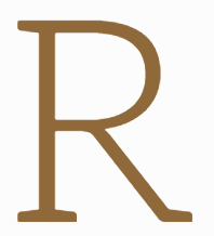 Brown serif letter R on a white background