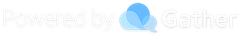 Powered by Gather logo with blue chat bubble icon on a white background