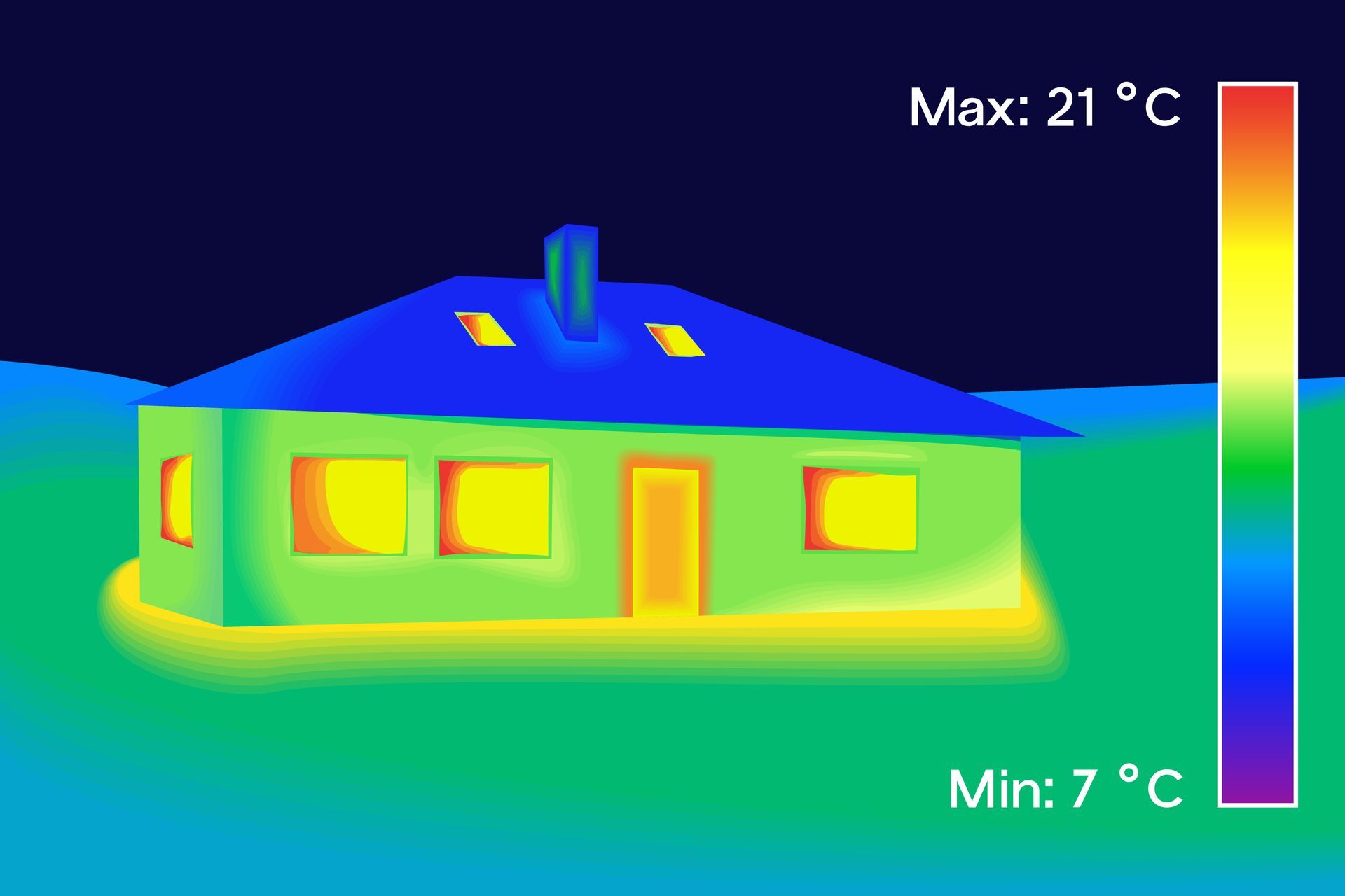 Immagine termica di una casa, che mostra la distribuzione del calore