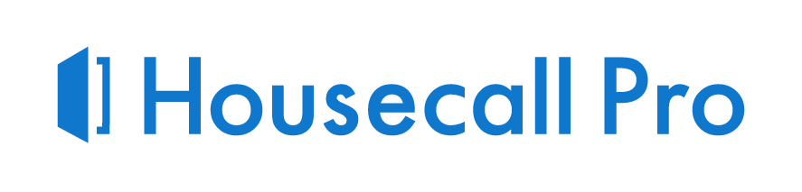 Housecall Pro logo with a blue speaker icon and text in a blue font.