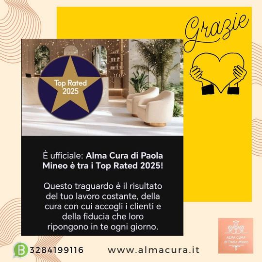 Anche nel 2025 Alma Cura è riconosciuto come uno dei migliori centri olistici di Milano grazie a centinaia delle vostre recensioni a 5 stelle verificate. Grazie!