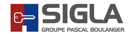 Logo de SIGLA, Groupe Pascal Boulanger, avec une icône de clé et un carré rouge/bleu.