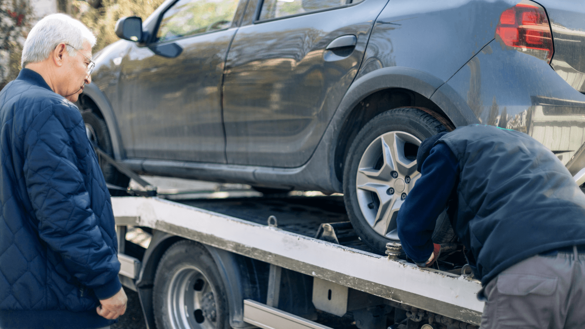Towing company helps jumpstart a battery in Alhambra, CA