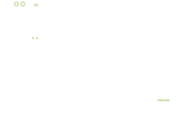 Green icons at the top, dots in the center, and 