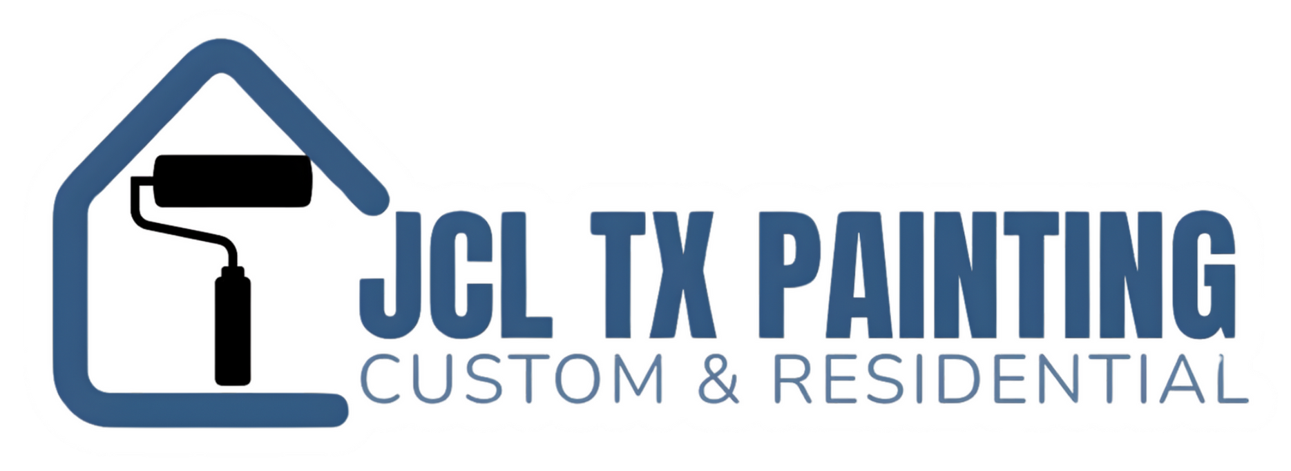 JCL IX Painting logo with blue house outline and paint roller; “Custom & Residential” text