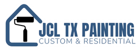 JCL IX Painting logo with blue house outline and paint roller; “Custom & Residential” text