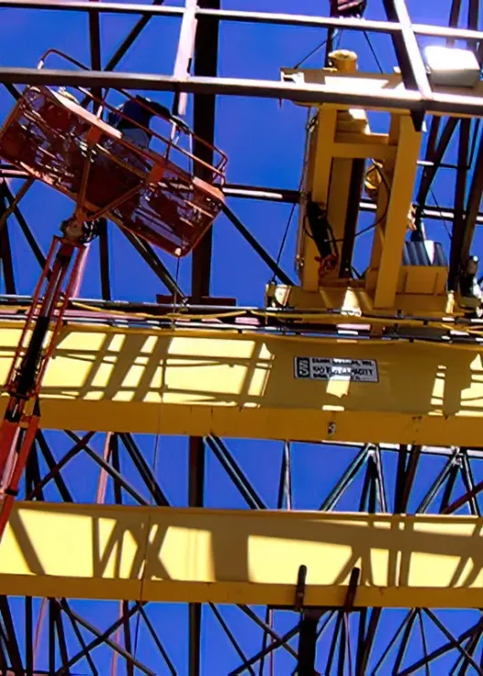 a crane with lifting a steel reinforced roof
