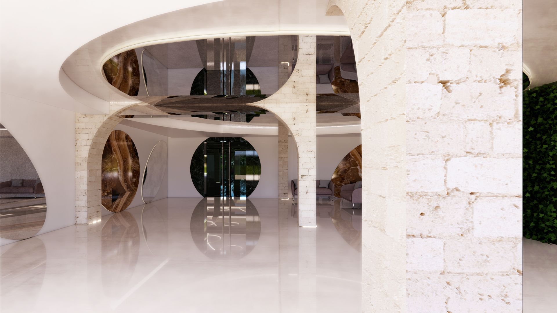 Una grande sala con tavolo e sedie allestita per un ricevimento di nozze.