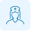 A silhouette of a person wearing a doctor 's hat and headphones.