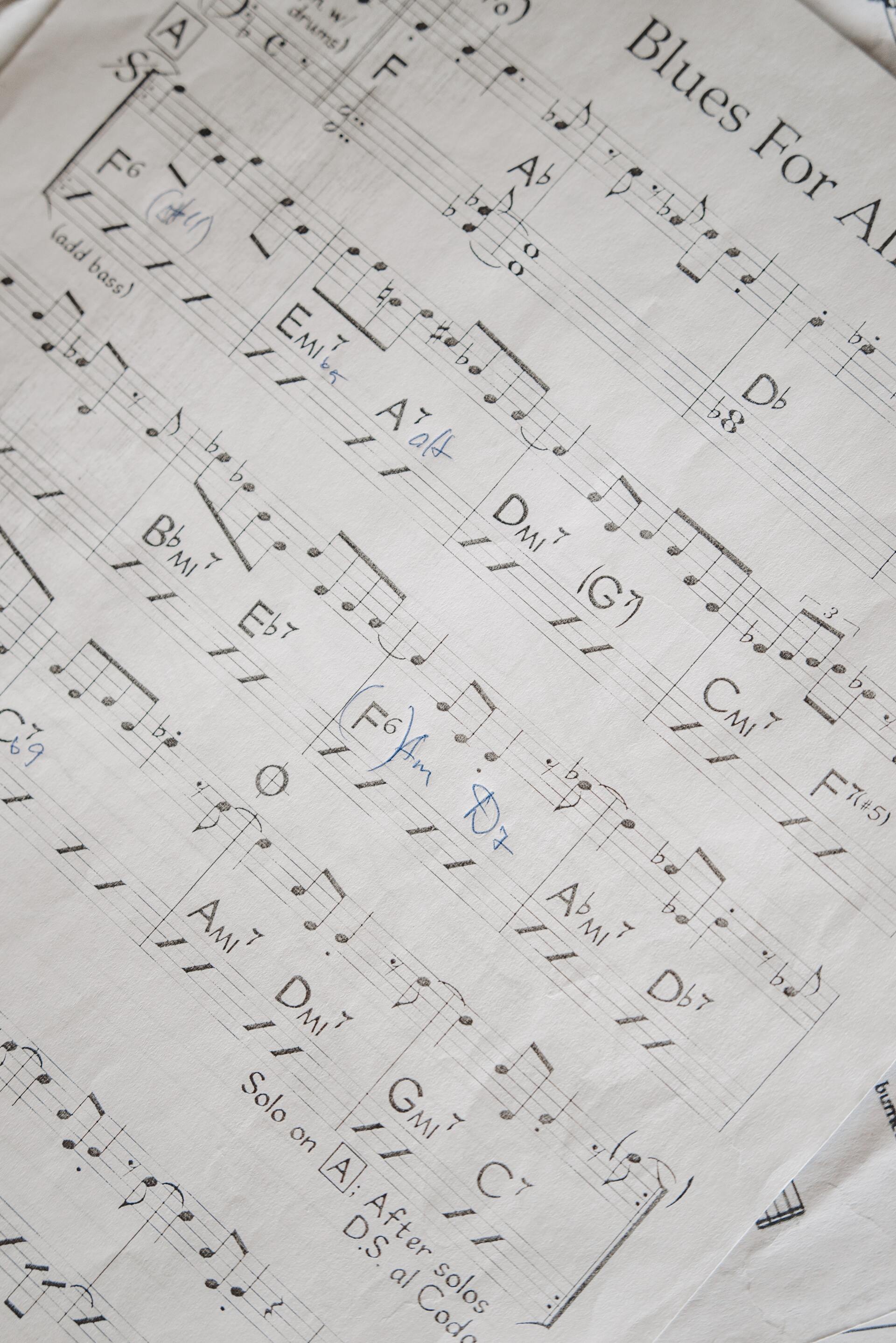 Picture a music sheet with chords and melody
