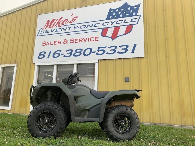 ATV parked outside Mike’s Seventy One Cycle sales and service building