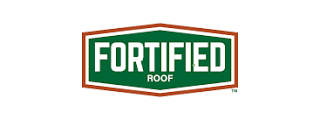A green and white logo for fortified roof on a white background.
