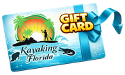 Gift card for Kayaking Florida; features a kayaking scene with a blue bow.
