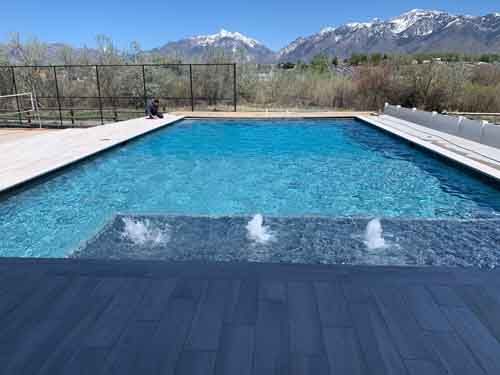 large pool with fountains
