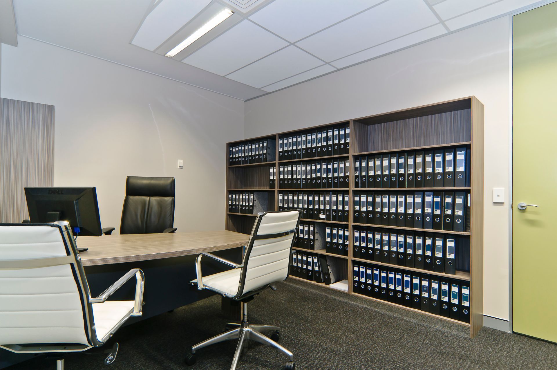 Modern Office With a Desk, Two White Swivel Chairs — Gray Projects in Woodford, QLD