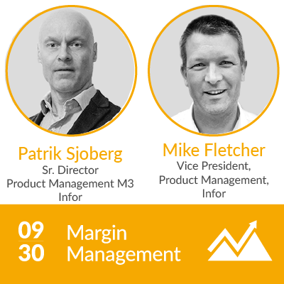 Patrick Sjoberg and Mike Fletcher Infor are featured on a poster for margin management.