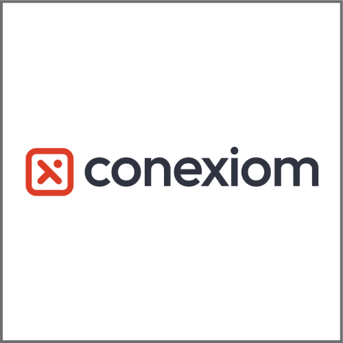 Conexiom logo with dark gray text and a red square icon on a white background