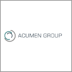 Acumen Group logo in gray and teal on a white background