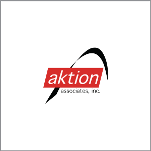Logo for Aktion Associates, a red rectangle with