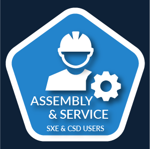 Assembly and Service with a man wearing a hard hat icon