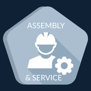 Assembly and Service with a man wearing a hard hat icon