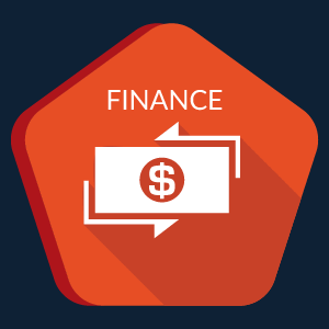 Finance above a monetary icon