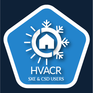 HVACR Network with a heat and cold icon surrounding a house icon.