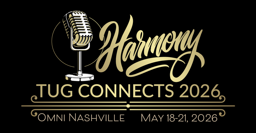 Logo for TUG Connects 2026 in Nashville. Includes a microphone, the word