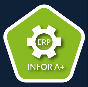 cog logo inside a green pentagon
Infor A+