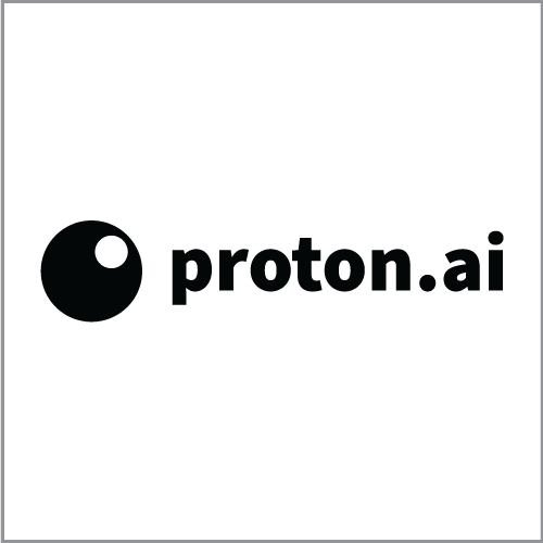 Proton.ai logo with black circle icon and text on a white background