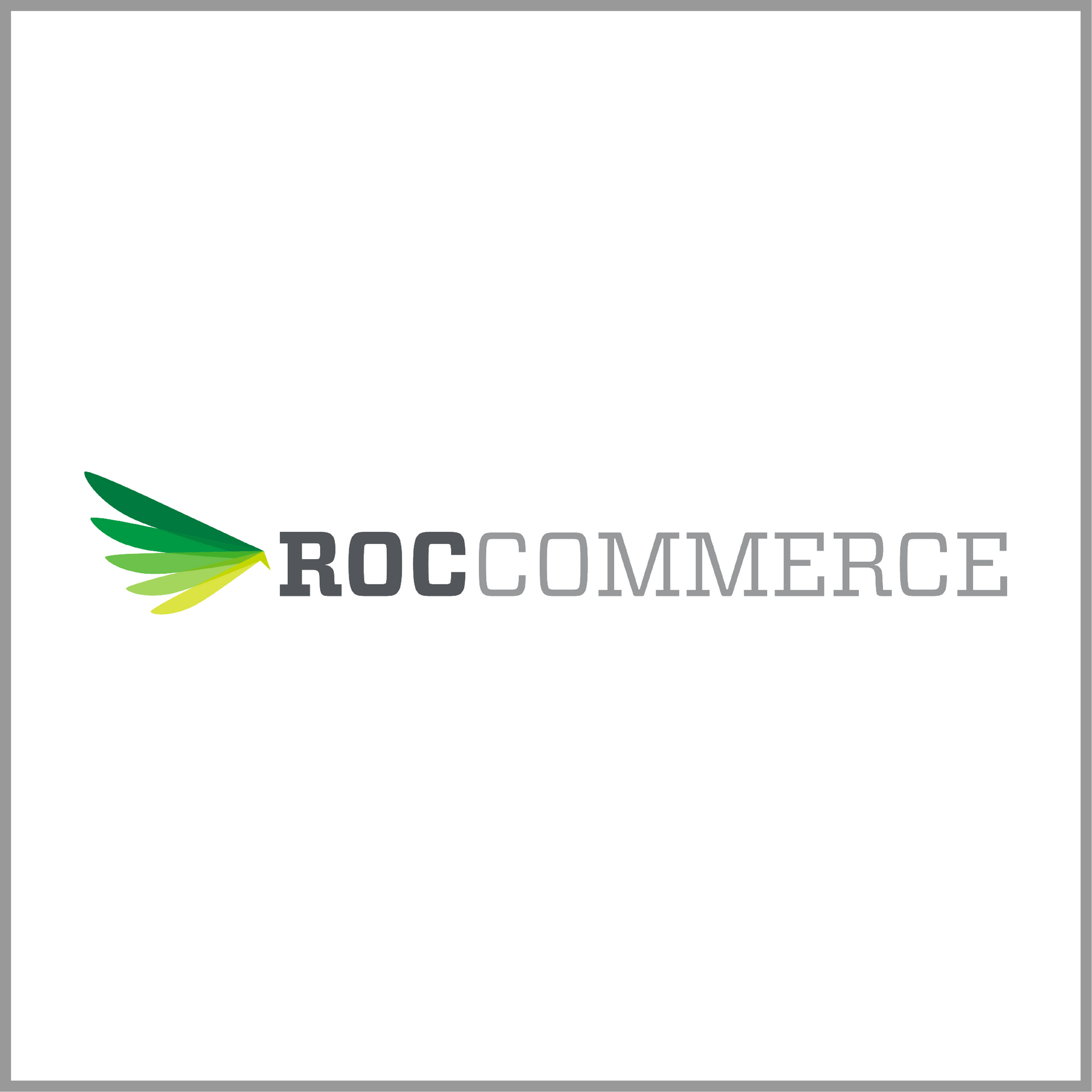 ROC Commerce logo with a green and yellow stylized wing next to gray text.
