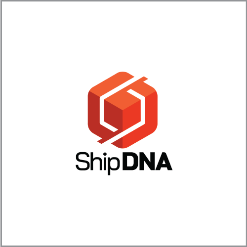 ShipDNA logo with orange geometric cube icon and black text on white background