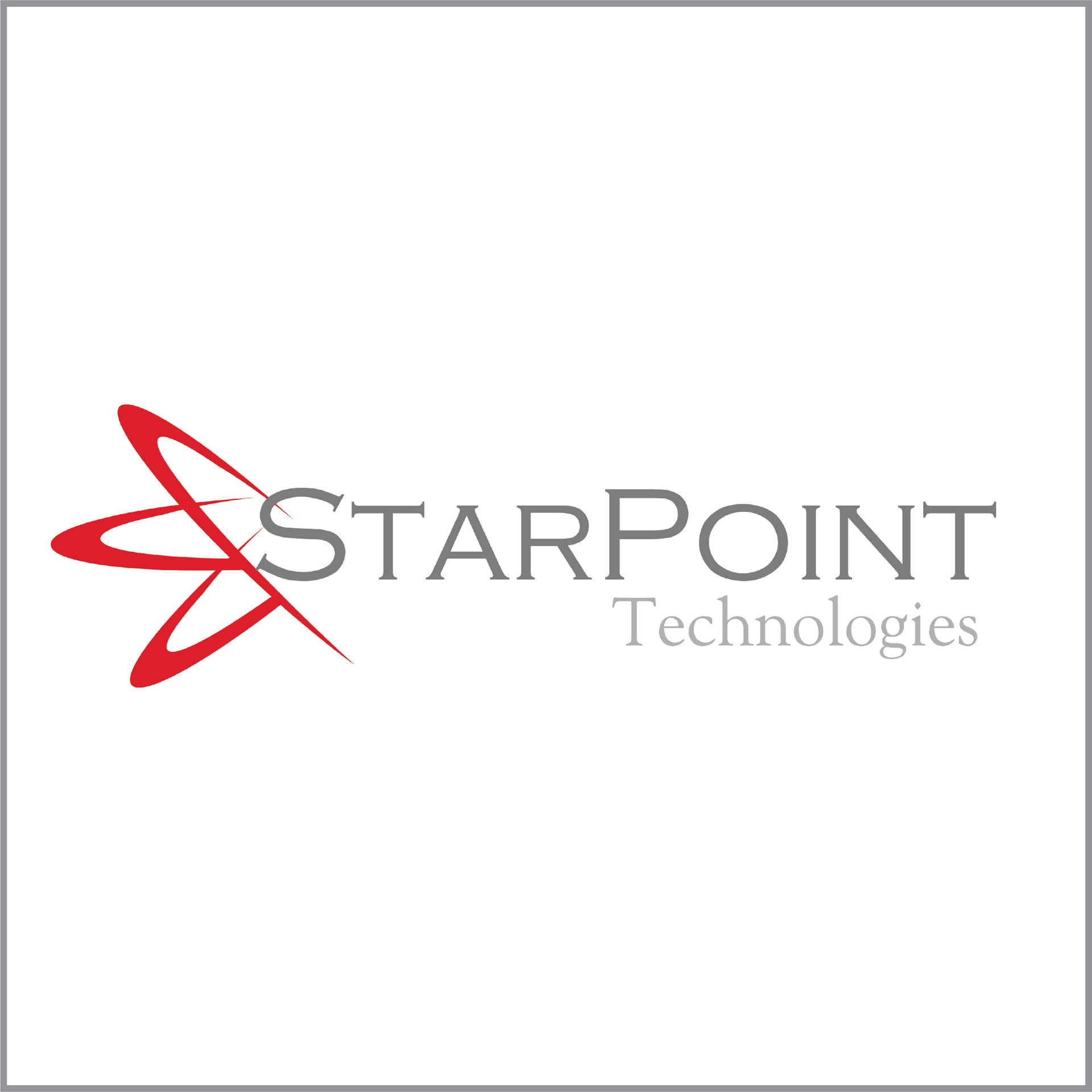 StarPoint Technologies logo: Red starburst graphic next to gray text