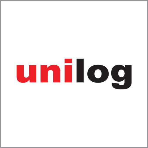 The logo for unilog is red and black on a white background.