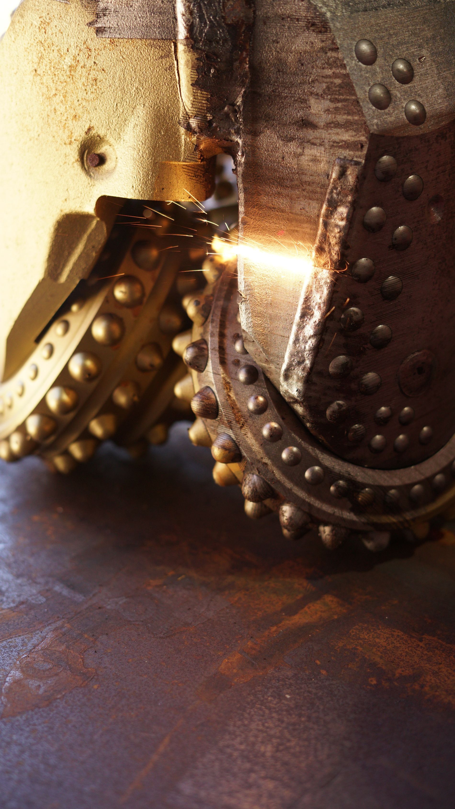 A close up of a metal object on a table.