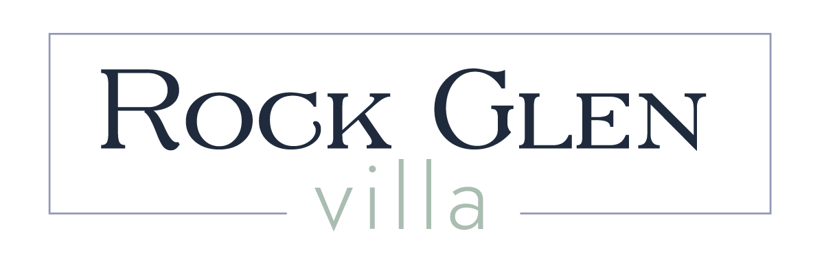 Rock Glen Villa logo: dark text on a white background with