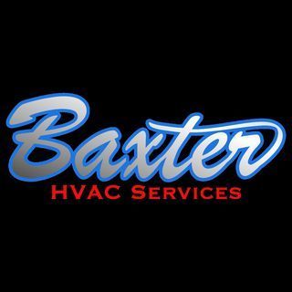 The logo for baxter hvac services is on a black background.